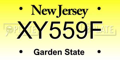 XY559F New Jersey License Plate