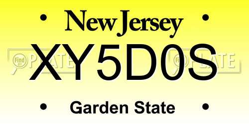 XY5D0S New Jersey License Plate