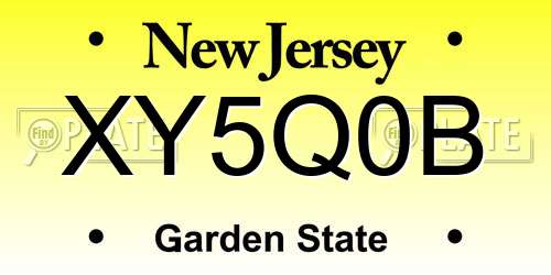 XY5Q0B New Jersey License Plate