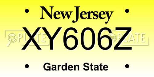 XY606Z New Jersey License Plate