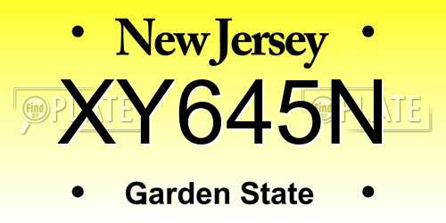 XY645N New Jersey License Plate