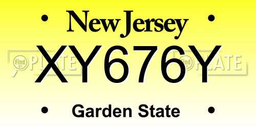 XY676Y New Jersey License Plate