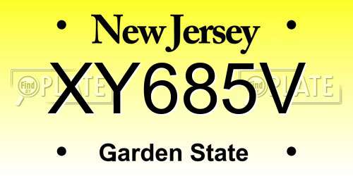 XY685V New Jersey License Plate