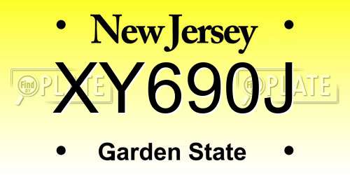 XY690J New Jersey License Plate