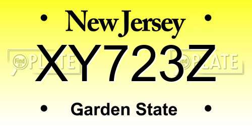 XY723Z New Jersey License Plate