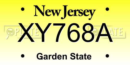 XY768A New Jersey License Plate