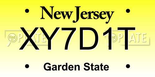 XY7D1T New Jersey License Plate