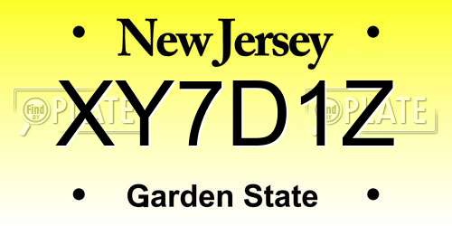 XY7D1Z New Jersey License Plate