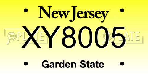 XY8005 New Jersey License Plate