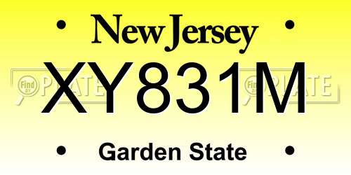 XY831M New Jersey License Plate