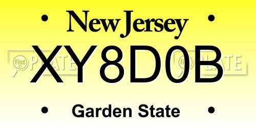 XY8D0B New Jersey License Plate