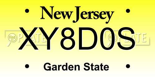 XY8D0S New Jersey License Plate