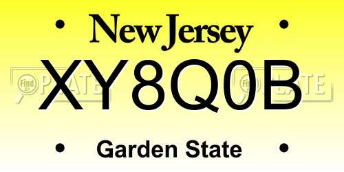 XY8Q0B New Jersey License Plate