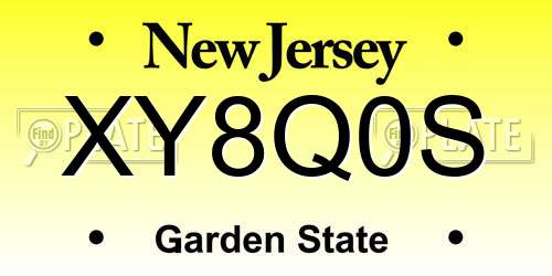 XY8Q0S New Jersey License Plate