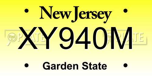 XY940M New Jersey License Plate
