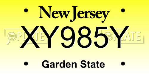 XY985Y New Jersey License Plate
