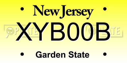 XYB00B New Jersey License Plate