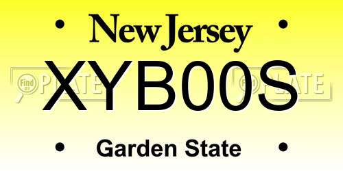XYB00S New Jersey License Plate