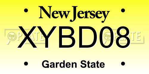 XYBD08 New Jersey License Plate