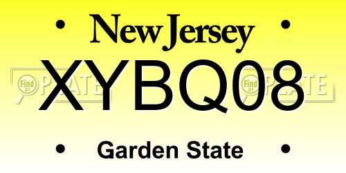 XYBQ08 New Jersey License Plate