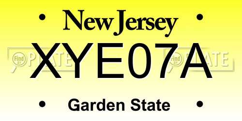 XYE07A New Jersey License Plate
