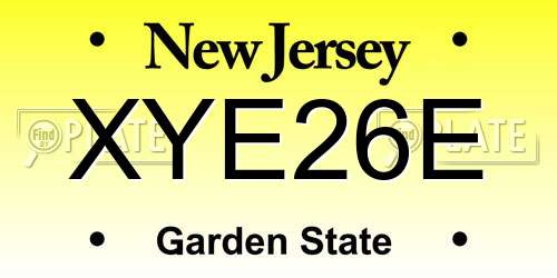 XYE26E New Jersey License Plate
