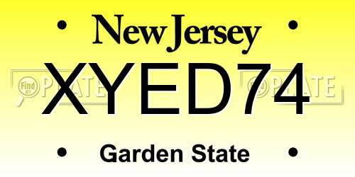 XYED74 New Jersey License Plate