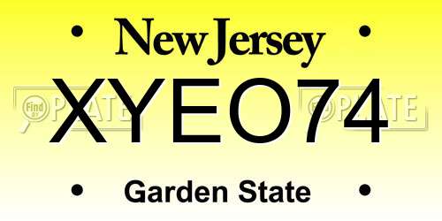 XYEO74 New Jersey License Plate