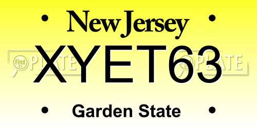 XYET63 New Jersey License Plate
