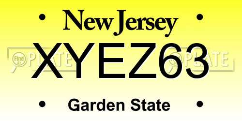 XYEZ63 New Jersey License Plate