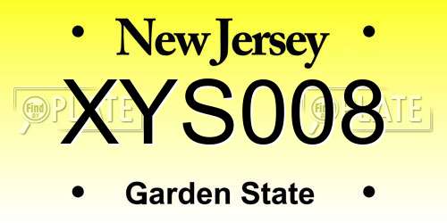 XYS008 New Jersey License Plate