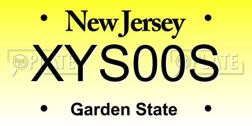 XYS00S New Jersey License Plate
