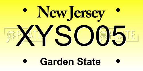 XYSO05 New Jersey License Plate
