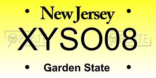 XYSO08 New Jersey License Plate