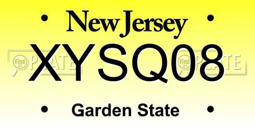 XYSQ08 New Jersey License Plate