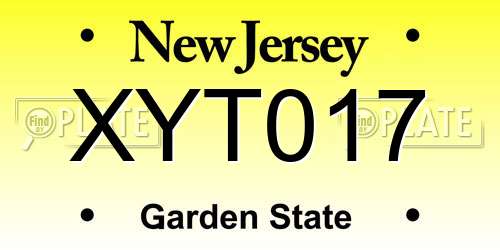 XYT017 New Jersey License Plate