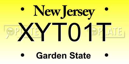 XYT01T New Jersey License Plate