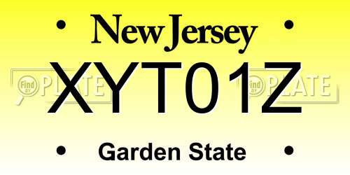 XYT01Z New Jersey License Plate