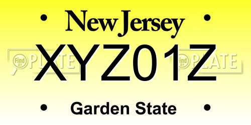 XYZ01Z New Jersey License Plate