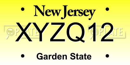 XYZQ12 New Jersey License Plate