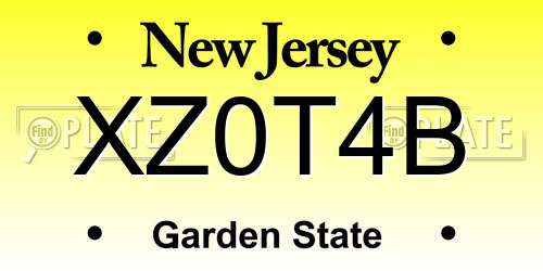 XZ0T4B New Jersey License Plate