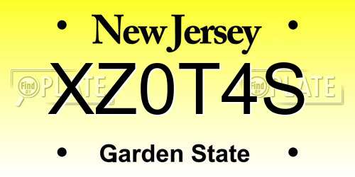XZ0T4S New Jersey License Plate