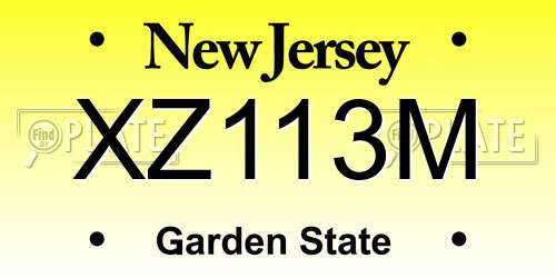 XZ113M New Jersey License Plate