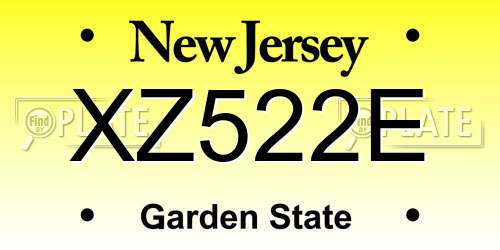 XZ522E New Jersey License Plate