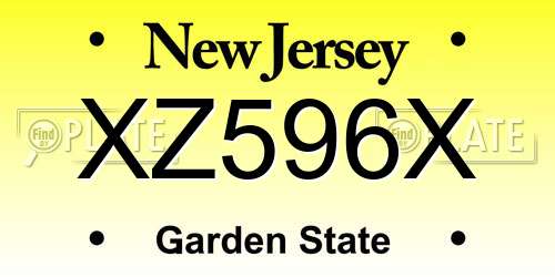 XZ596X New Jersey License Plate