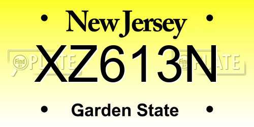 XZ613N New Jersey License Plate
