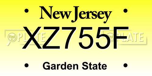 XZ755F New Jersey License Plate