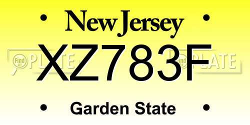 XZ783F New Jersey License Plate