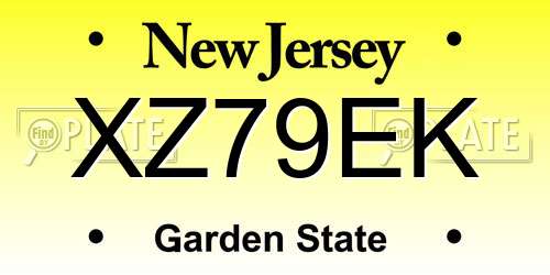 XZ79EK New Jersey License Plate
