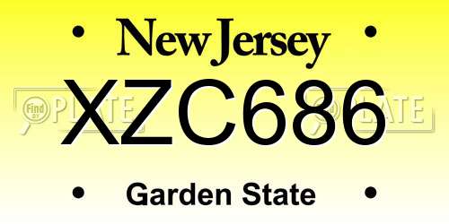 XZC686 New Jersey License Plate